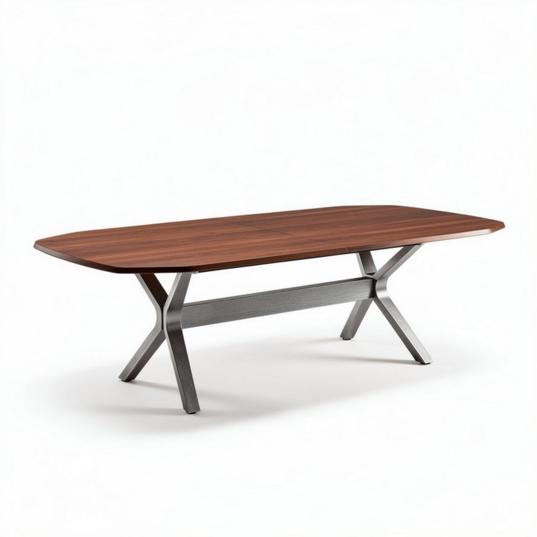 Table rectangulaire en bois avec pieds en métal gris 200 x 100 x 75cm