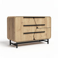 Meuble de rangement en bois clair avec 4 tiroirs et structure noire 120 x 50 x 80cm
