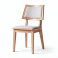 Chaise en bois clair avec assise et dossier en tissu gris 45 x 45 x 85cm