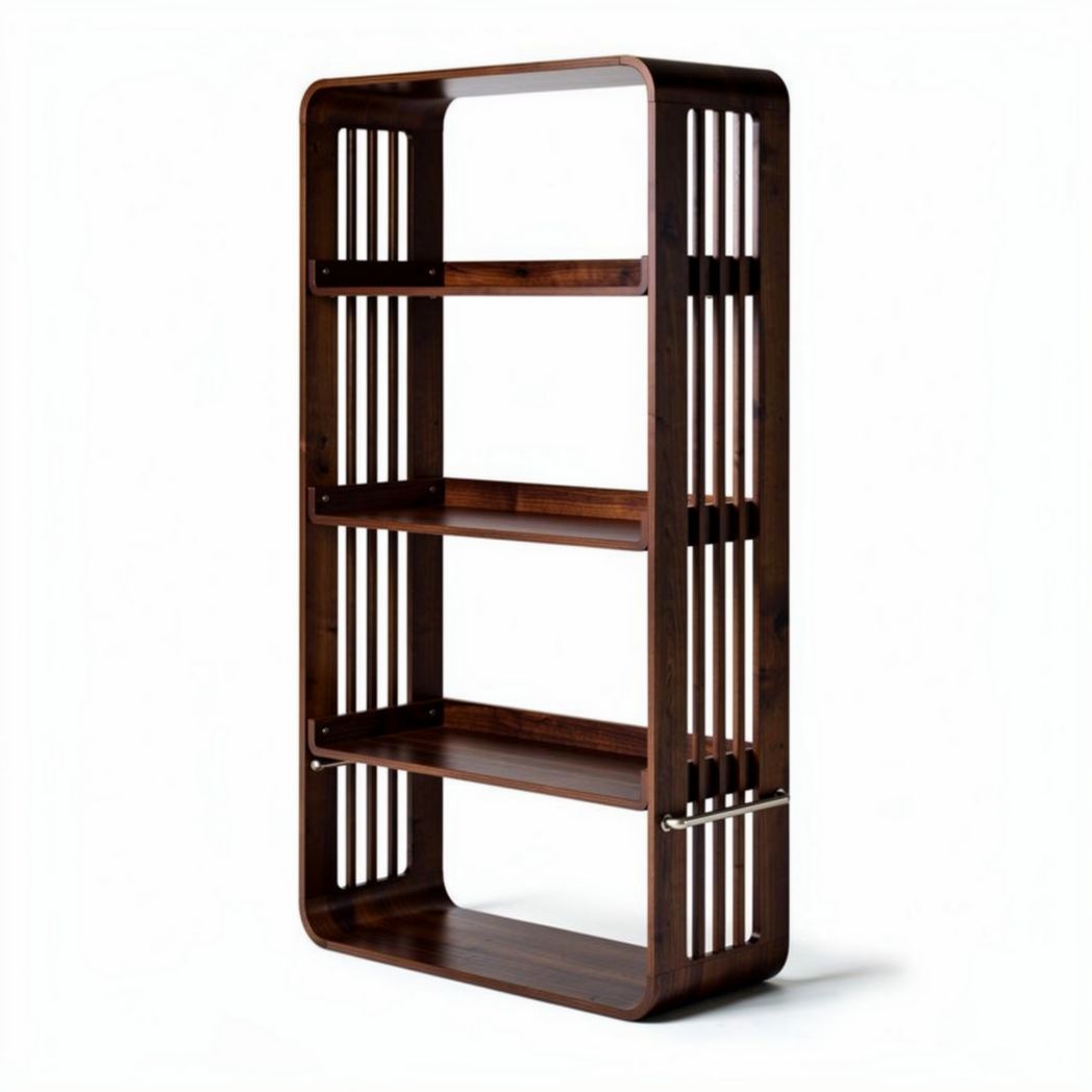 Étagère en bois foncé avec quatre étagères de rangement 90 x 40 x 180cm