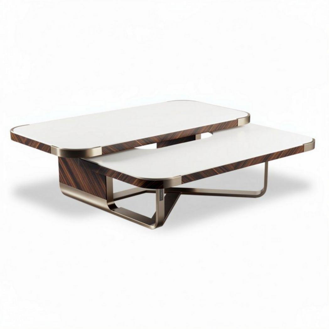 Table basse en bois et métal avec deux niveaux dimensions 120 x 60 x 45cm
