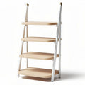 Étagère en bois naturel et métal blanc 70 x 40 x 100 cm pour rangement intérieur