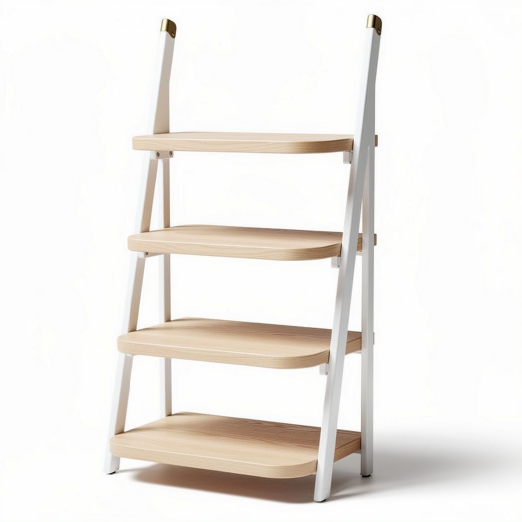 Étagère en bois naturel et métal blanc 70 x 40 x 100 cm pour rangement intérieur