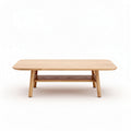 Table basse en bois d'érable avec étagère inférieure 120 x 60 x 40cm