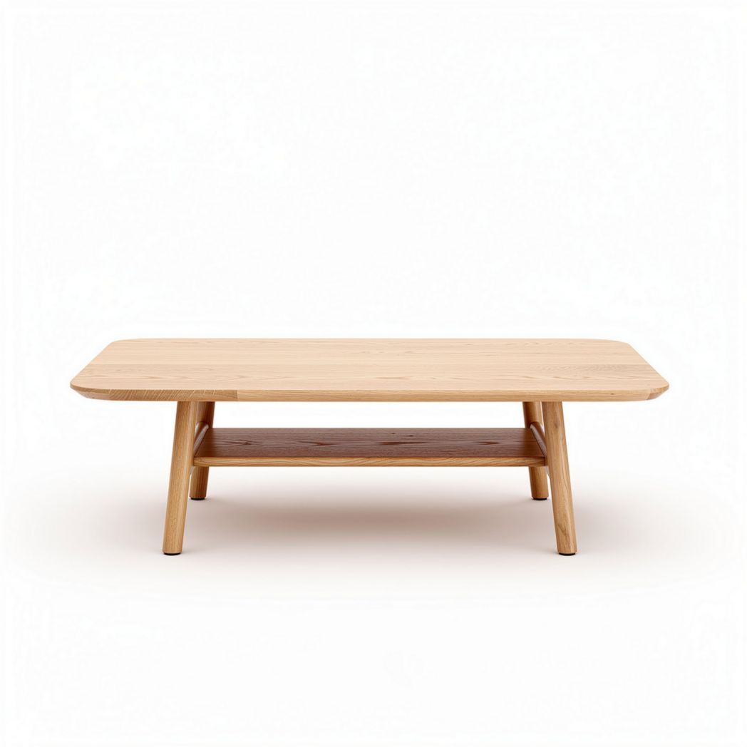 Table basse en bois d'érable avec étagère inférieure 120 x 60 x 40cm