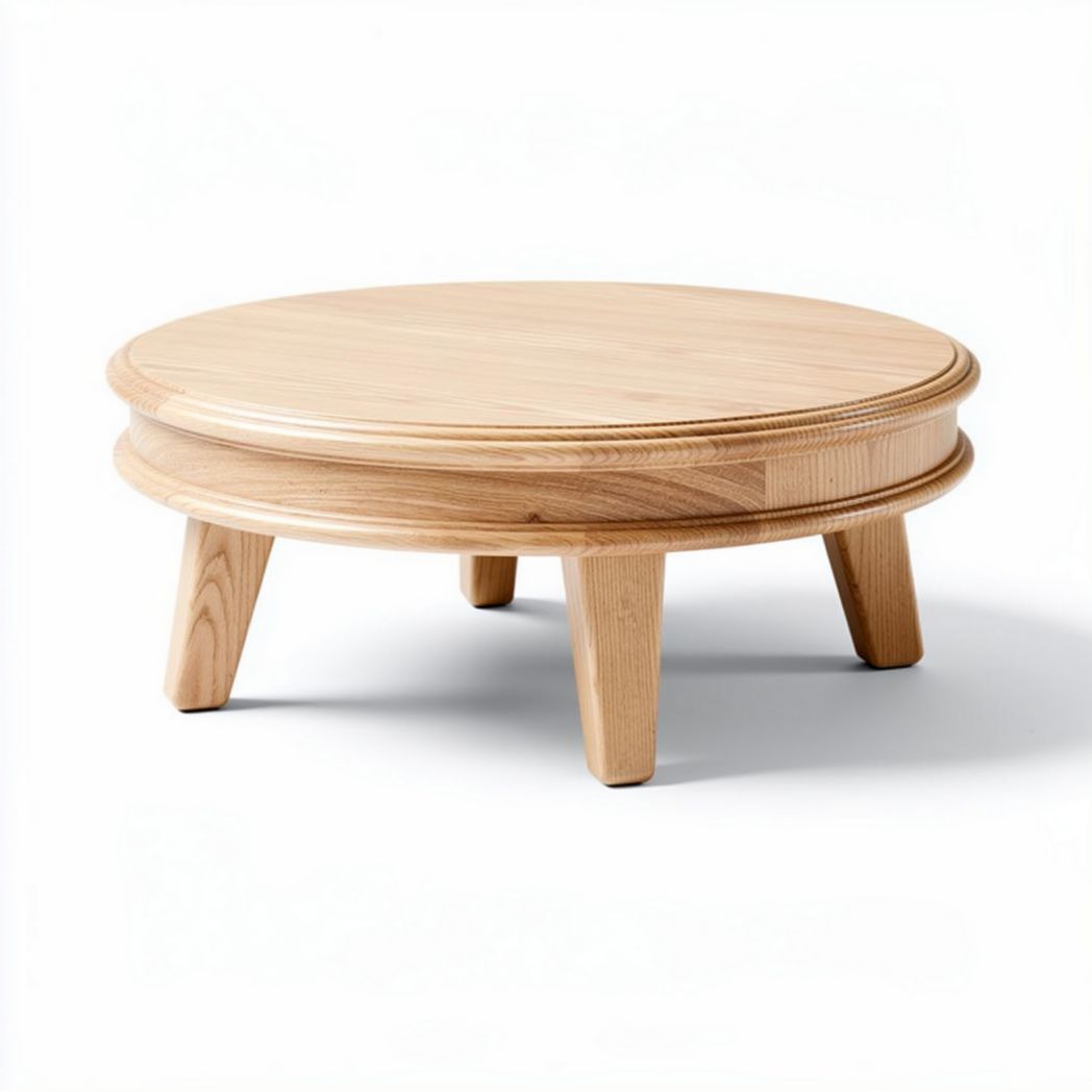 Table basse ronde en bois clair 80 x 80 x 30cm pour salon moderne