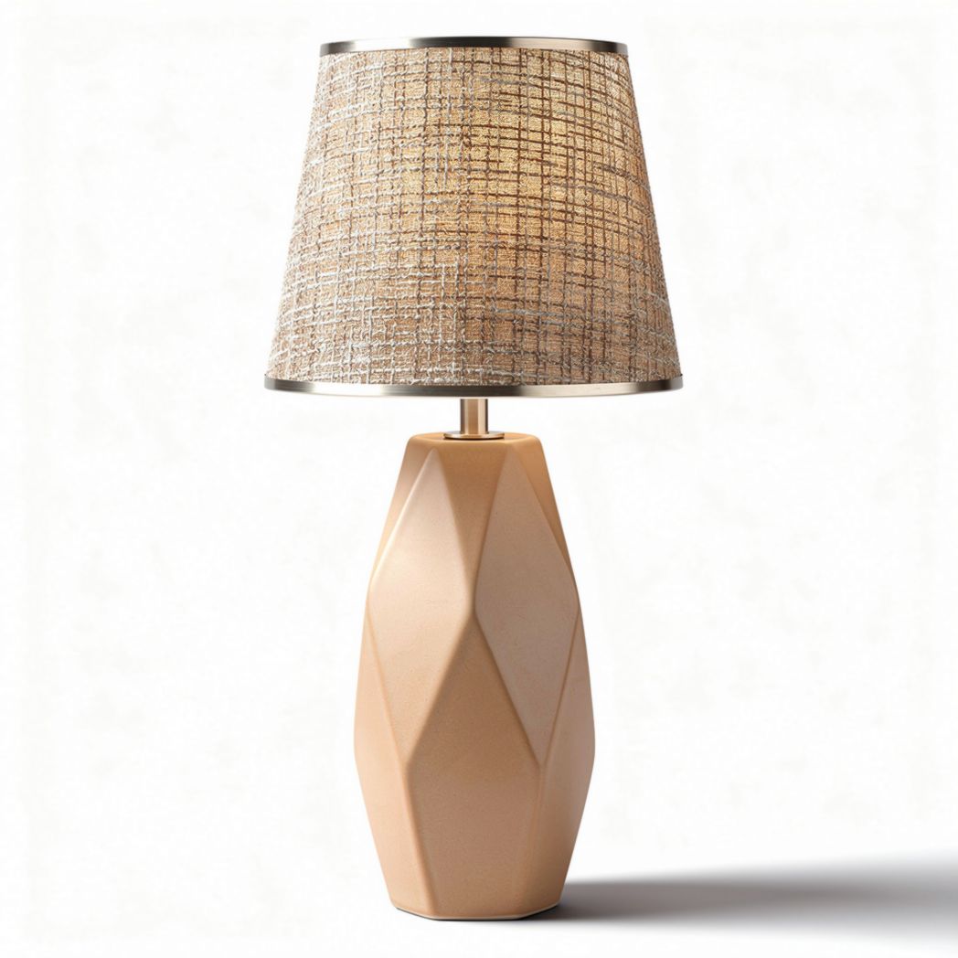 Lampe de table en céramique beige avec abat-jour en lin 25 x 25 x 40cm