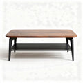 Table basse rectangulaire en bois avec étagère en métal noir 120 x 60 x 40cm